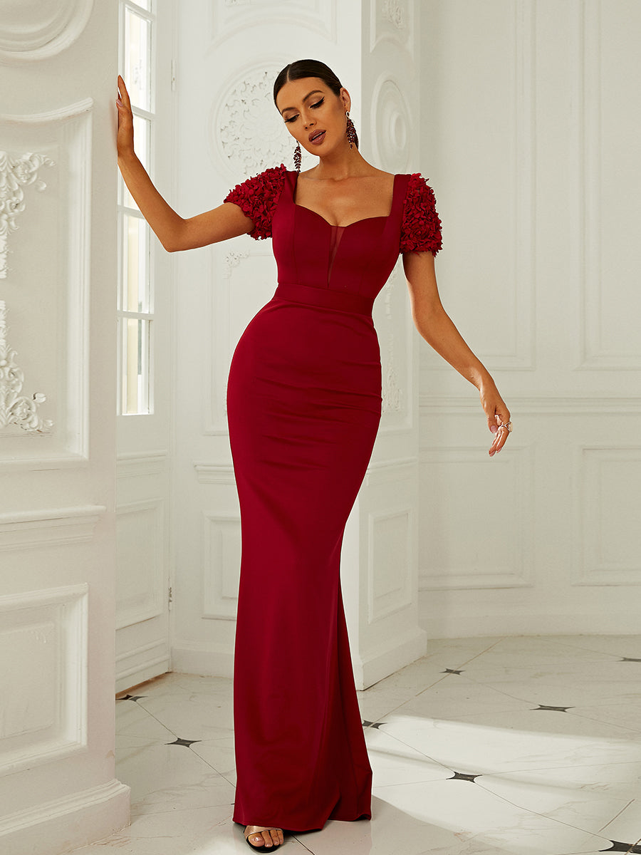 Mermaid Sweetheart Formal Maxi Red Evening Dress XH2204