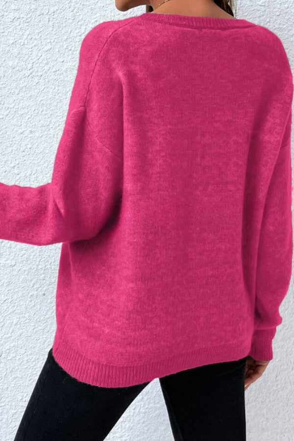 Essnce Star Pattern Crew Neck Long Sleeve Sweater