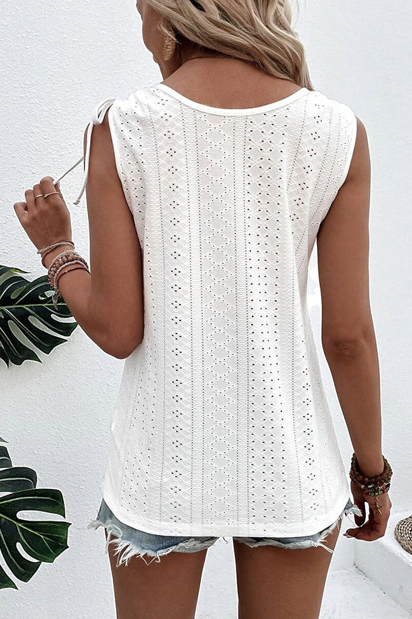 All about Spring Button Up Hollow Out Tank Top