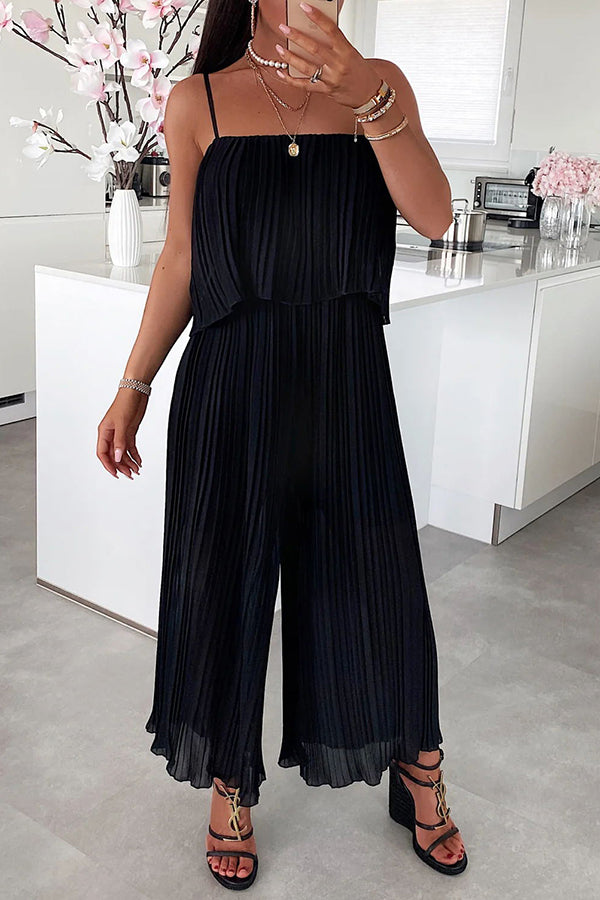 Sunday Morning Pleated Suspender Jumpsuit