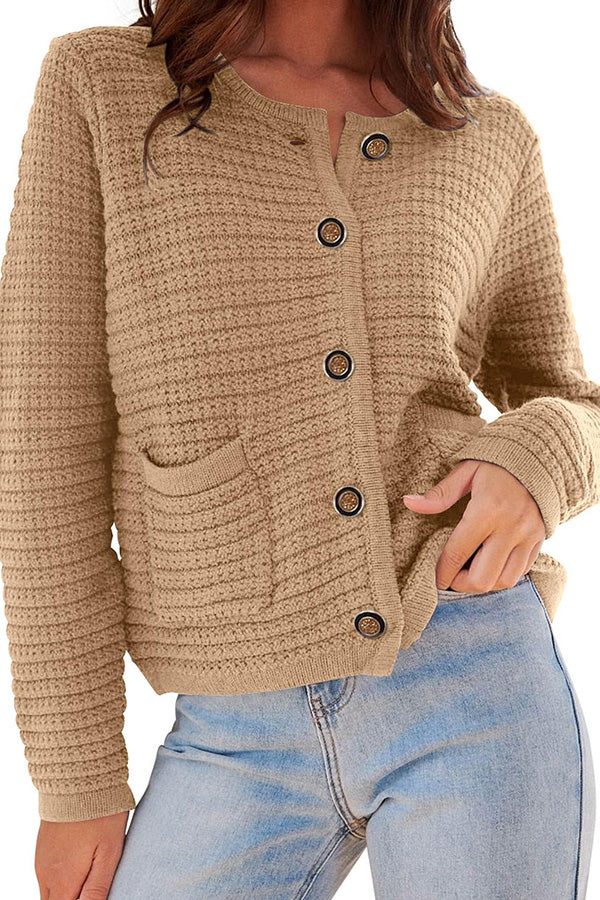 Retro long-sleeved round neck knitted new cardigan