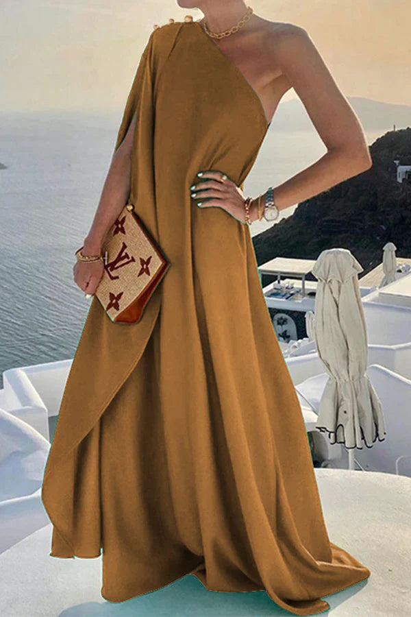 Alyse One Shoulder A-line Elegant Maxi Dress