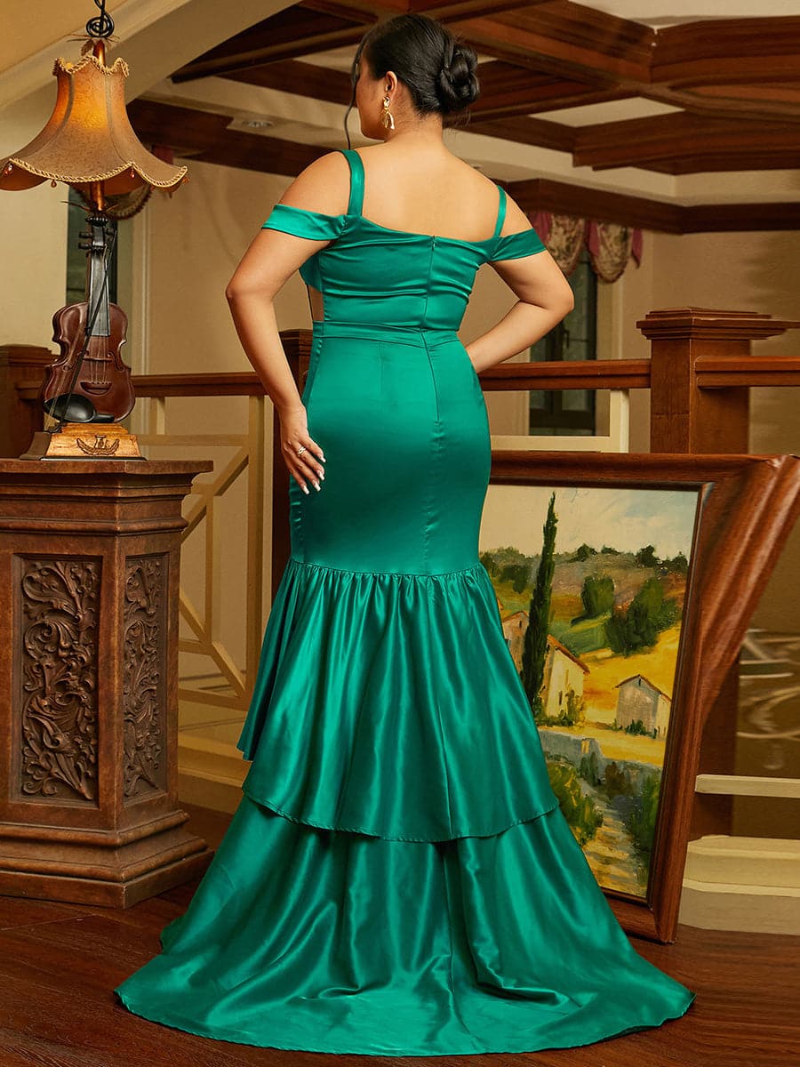 Plus Size Square Neck Backless Evening Dress PJMY1113