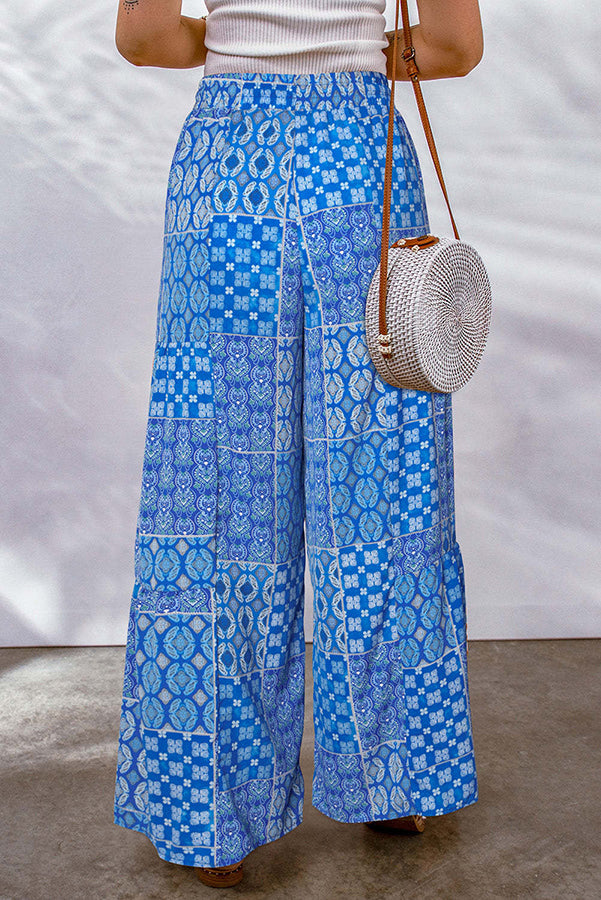 Moxy Bohemian Patchwork Drawstring Wide Leg Pants