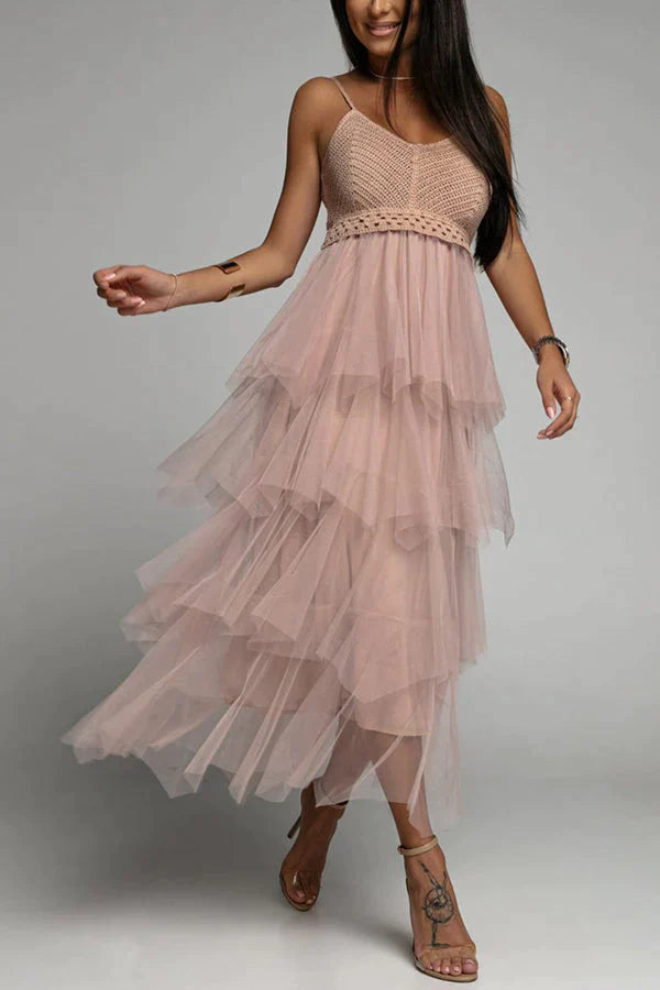 Type of Elegance Crochet Tulle Maxi Dress