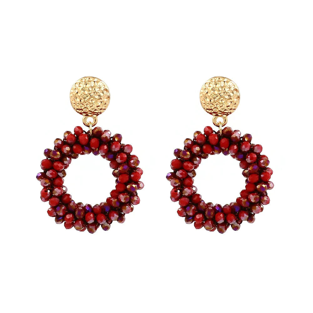 Hand-woven crystal stud earrings