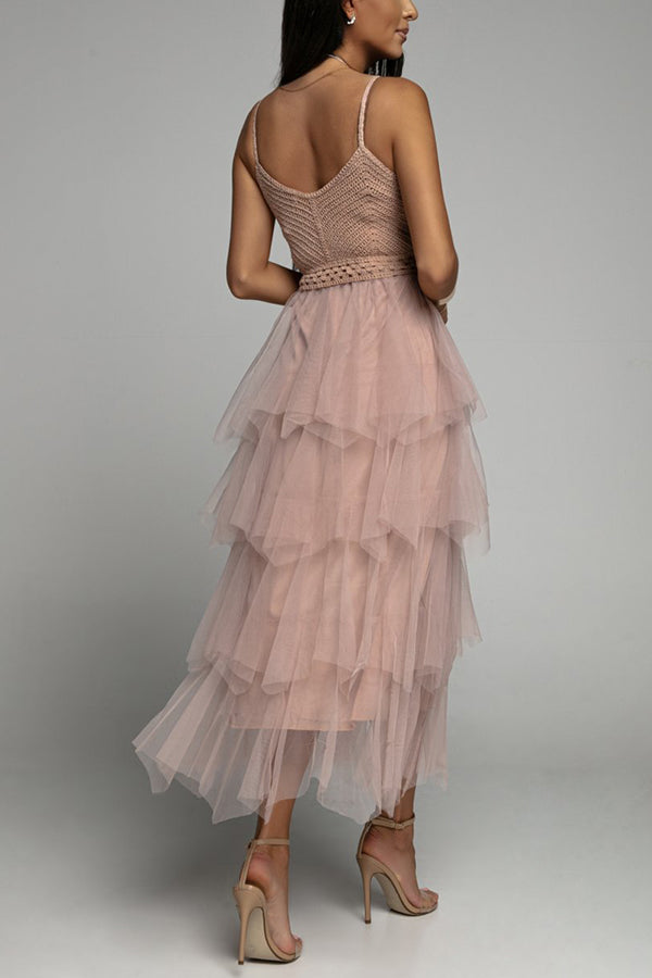 Type of Elegance Crochet Tulle Maxi Dress