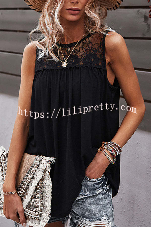 Crochet Lace Patchwork Casual Tank Top