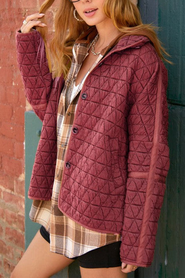 Autumn and winter jacket quilted cotton triangle twist thickened knitted double pocket lapel jacket