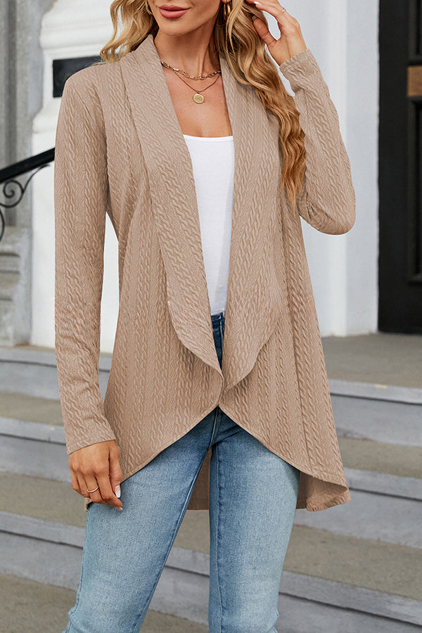 Long Sleeve Solid Color Ruffle Loose Cardigan