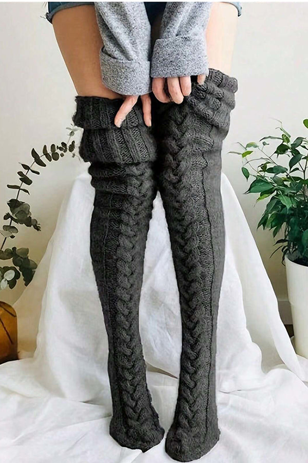 Cable Knitted Knee Length Ladies Socks