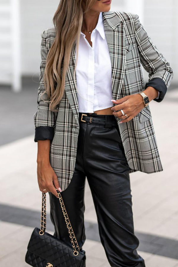 Women's Plaid Jacket Blazer