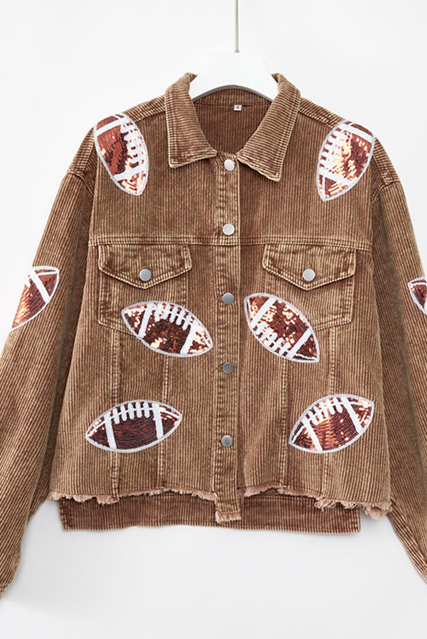 Game Day Rugby Sequined Single Breasted Fringed Jacket