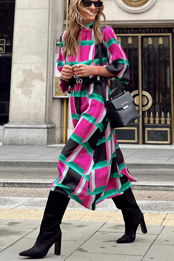 Same Situation Colorblock Printed Midi Dress