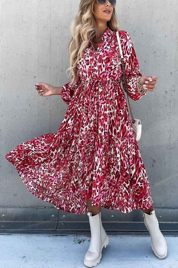 Avril Floral Printed Tiered Midi Dress