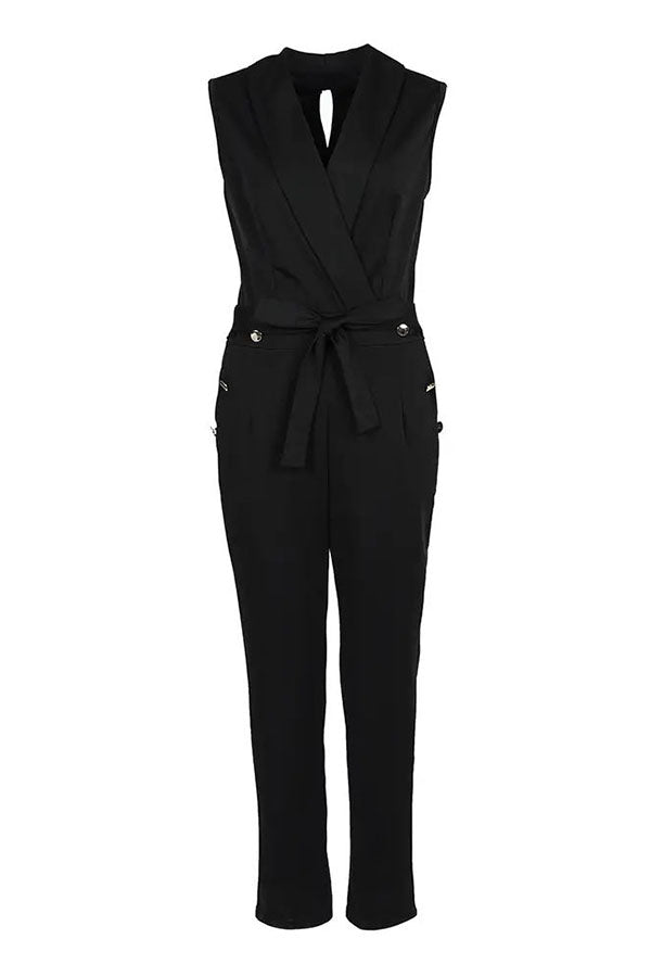 Peyton Button Decor Tied Detail Skinny Jumpsuit