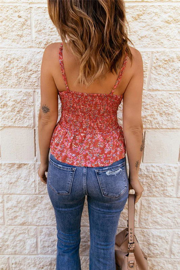 Joplin Floral Smocked Peplum Tank Top