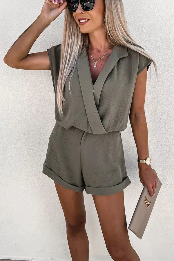 Sunday Chic Lapel Neck Romper