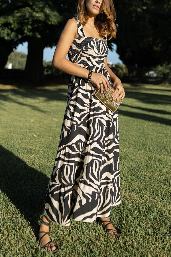 Timeless Beauty Printed Smocked Vacation Maxi Dress