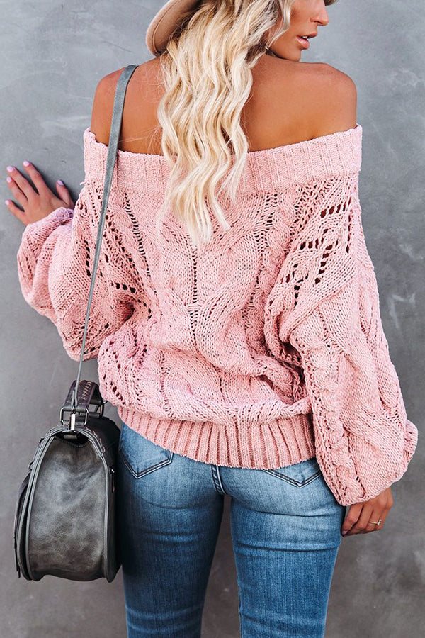 Surprising You Cable Knit Off The Shoulder Sweater