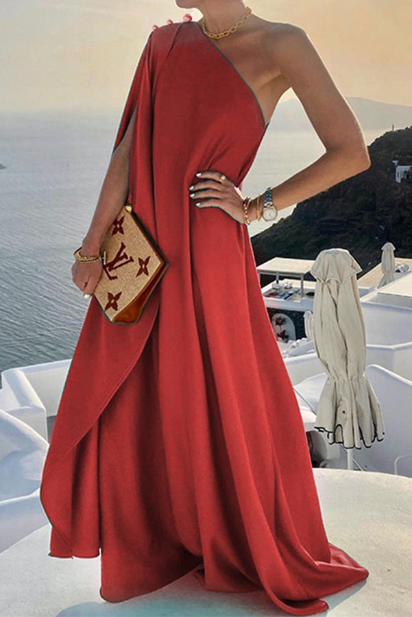 Alyse One Shoulder A-line Elegant Maxi Dress