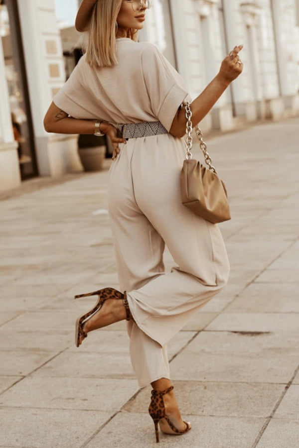 Daytime Diva Belted Wrap Relaxed Jumpsuit