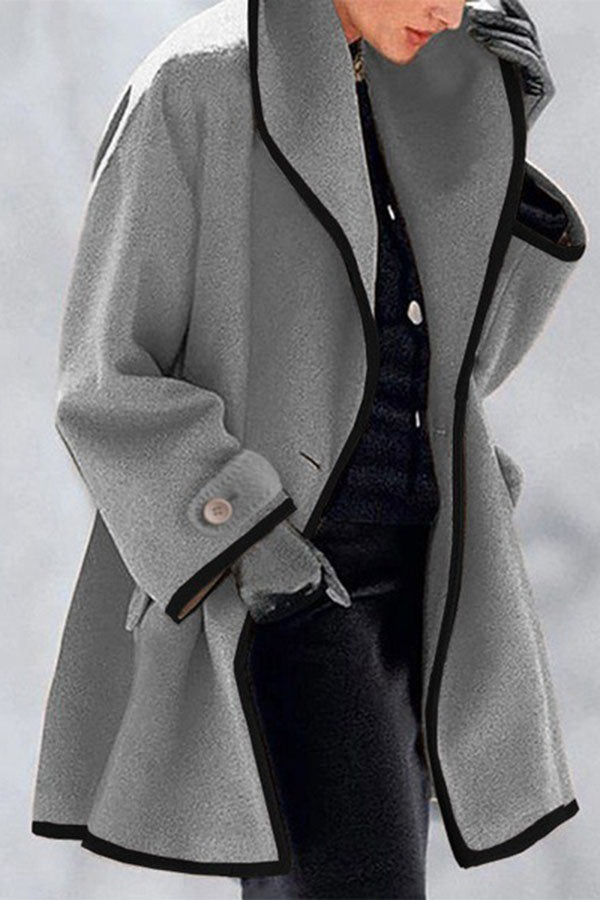 Febecool Button Down Lapel Pocket Long Sleeved Coat