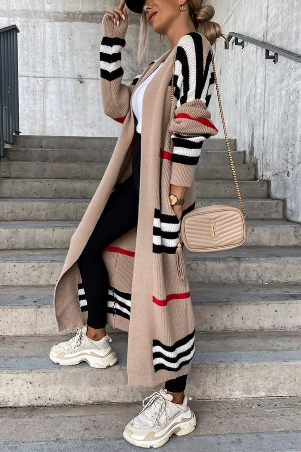 Miracles of Cozy Striped Midi Cardigan