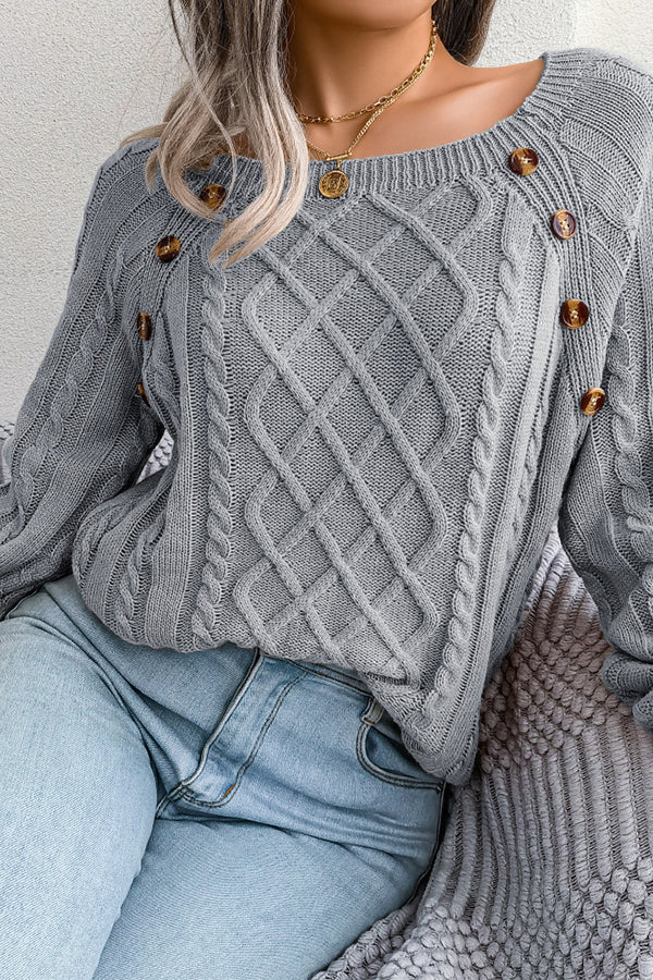 Sweet Life Button Cable Knit Sweater