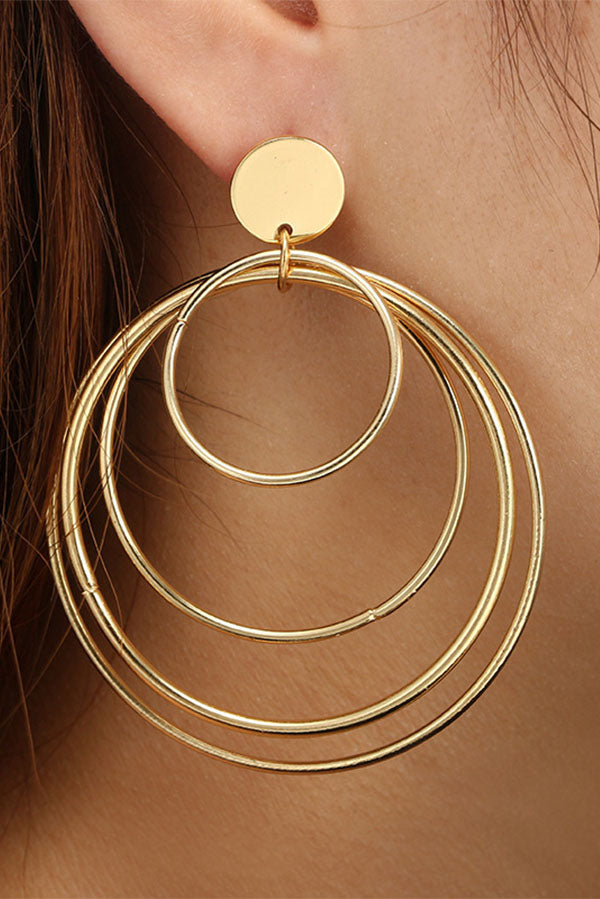 Layered Geometric Hoop Gold Earrings