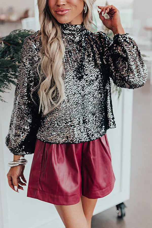 Mesmerizing Sight Sequin Back Open Draped Loose Top