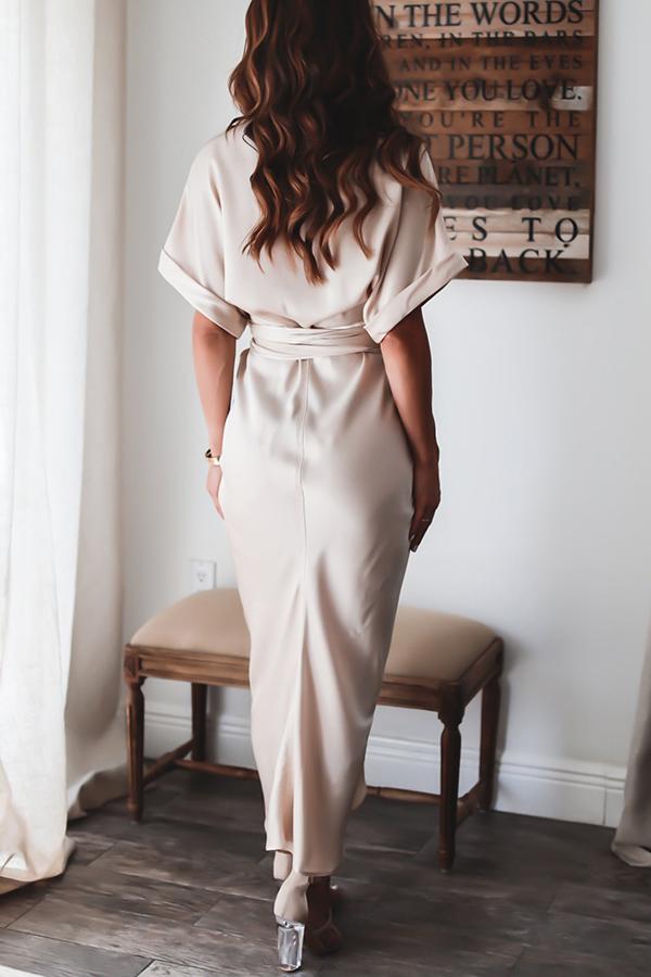 Amazing, Satin Button Down Style Drape Dress