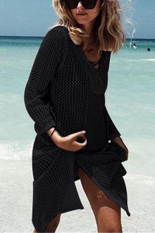 Tie Cutout Beach Cover-ups