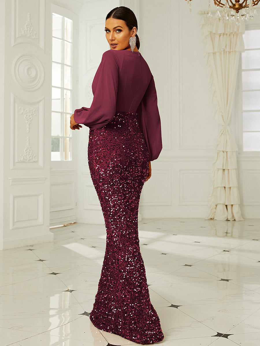 Mermaid Long Sleeve Wedding Guest Dress XH2240