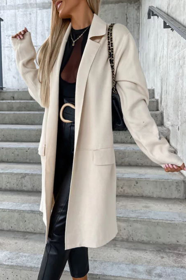 Moody Lapel Pocket Long Sleeve Coat