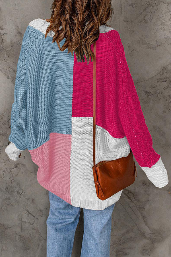 Paint Your Day Cable Knit Batwing Sleeve Multi Cardigan