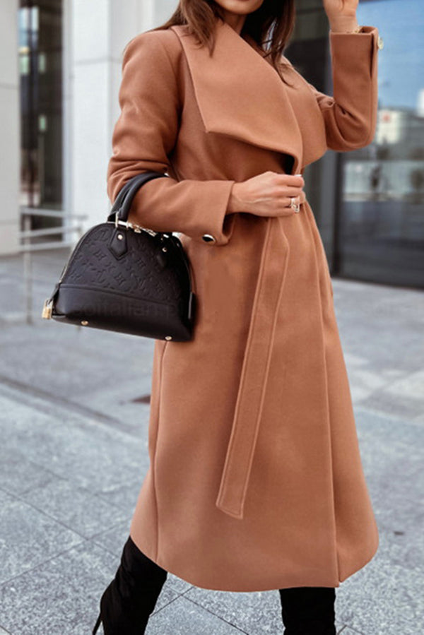 Always A Classic Lapel Belted Midi Coat