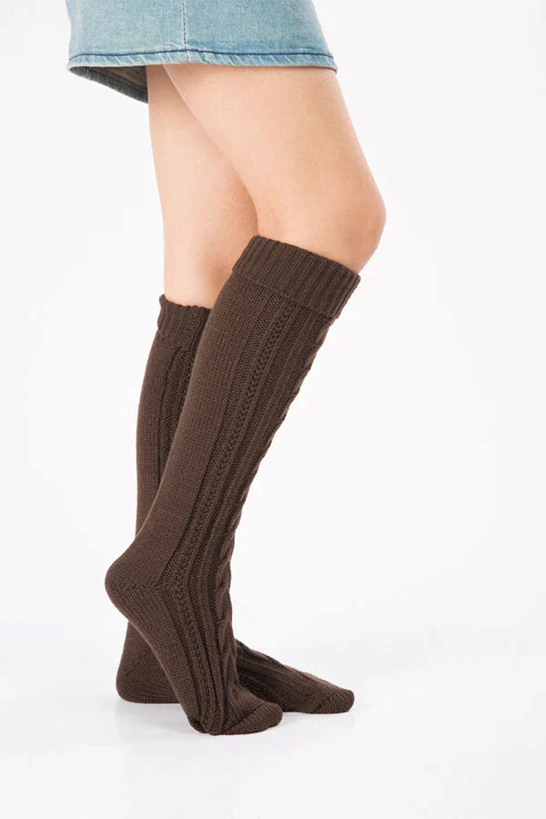 Knitted Christmas Boot Cover Over The Knee Diagonal Figure 8 Twist Floor Socks