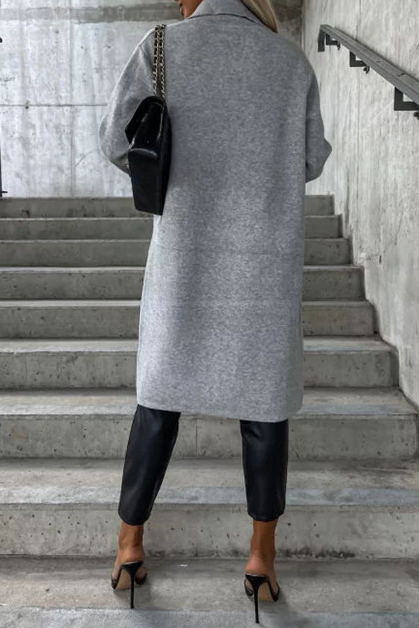 Moody Lapel Pocket Long Sleeve Coat