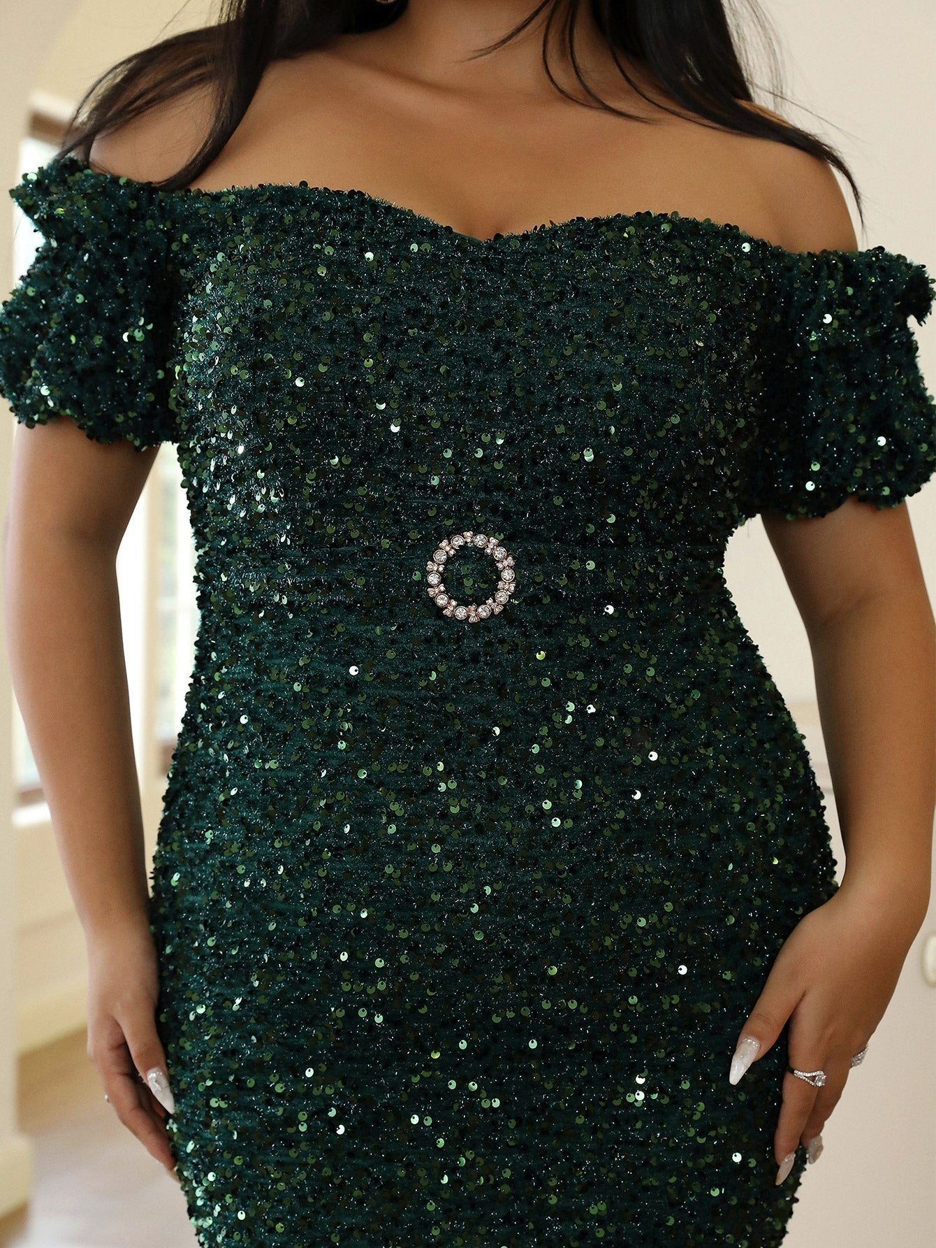 Plus Size Backless Sequin Mermaid Evening Dress PWY96