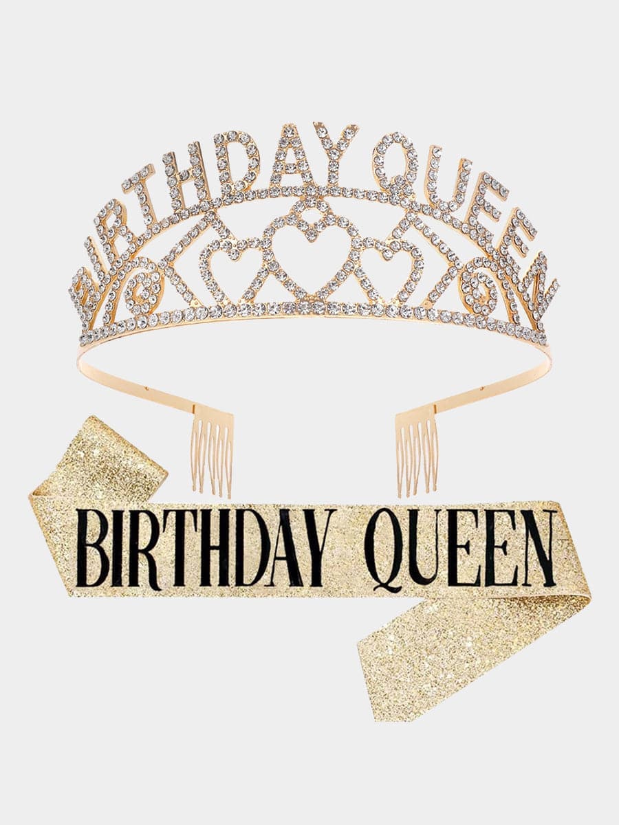 Inlay Stone Birthday Queen Girl Crown Baldric Headpieces MHG0011