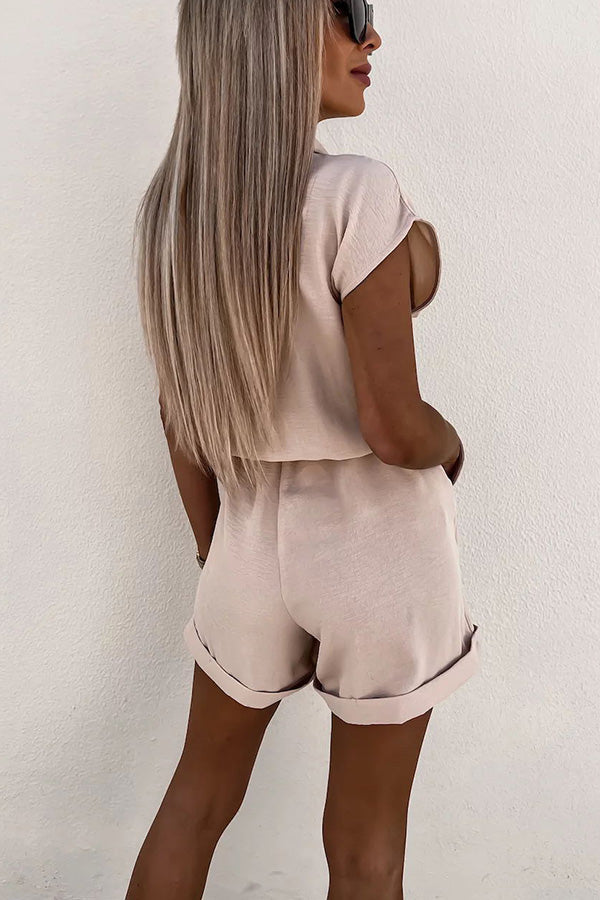 Sunday Chic Lapel Neck Romper