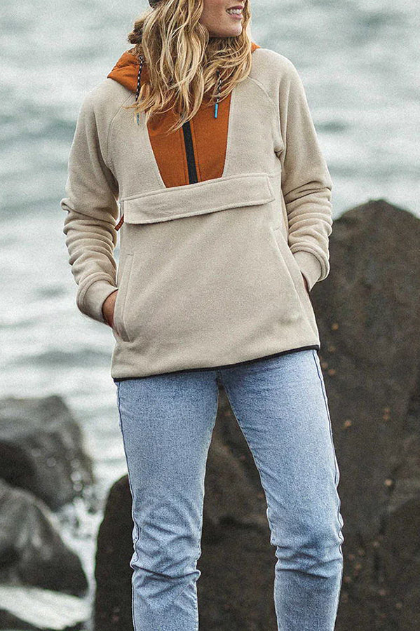 Alexander Plush Color Block Half Zip Pocket Hoodie