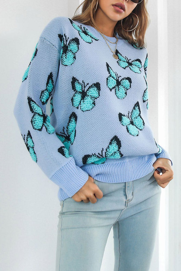 Three-dimensional butterfly women's loose autumn and winter long-sleeved sweater