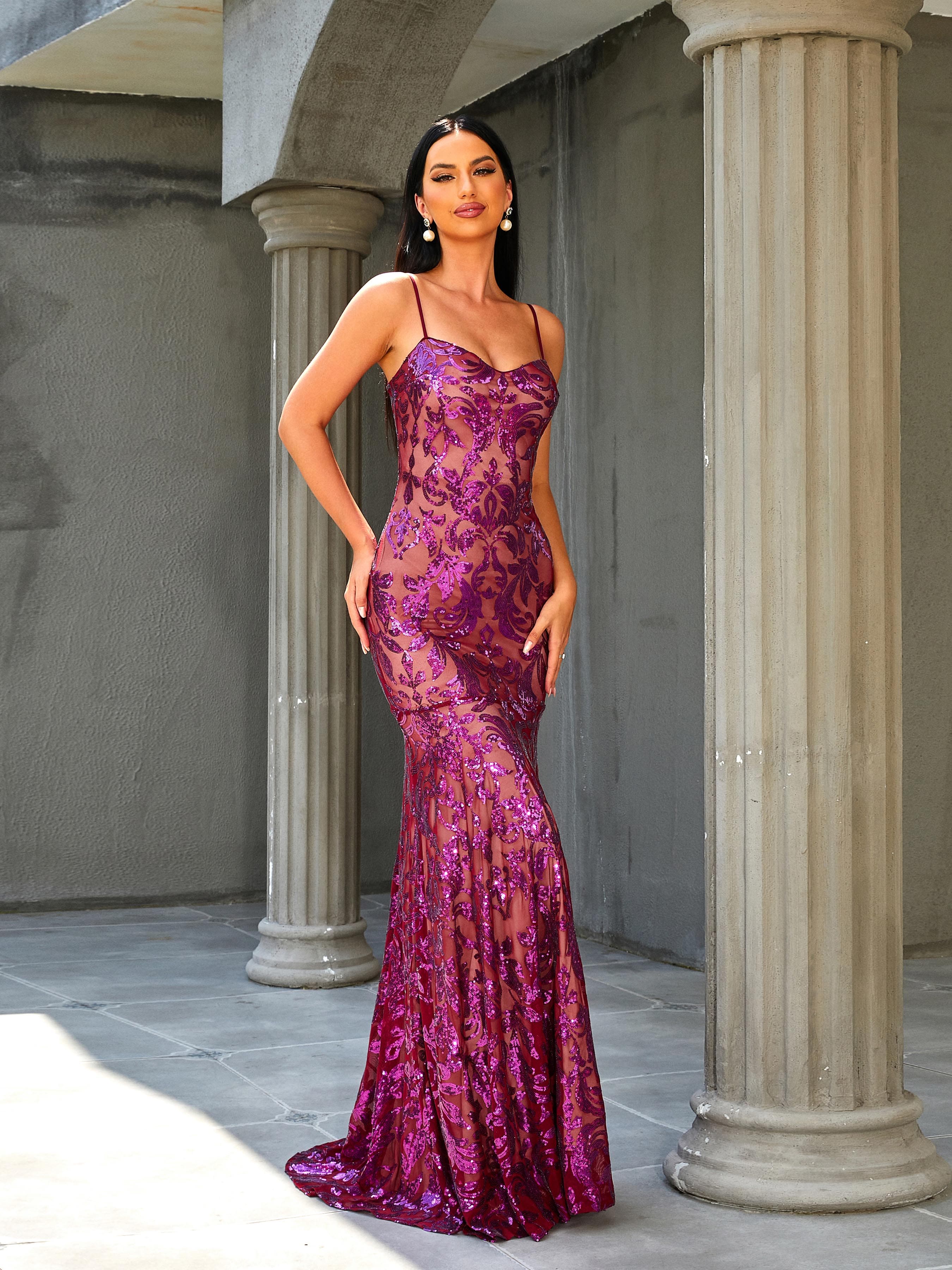 Spaghetti Backless Mermaid Corset Sleeveless Sequin Prom Dress RM20240