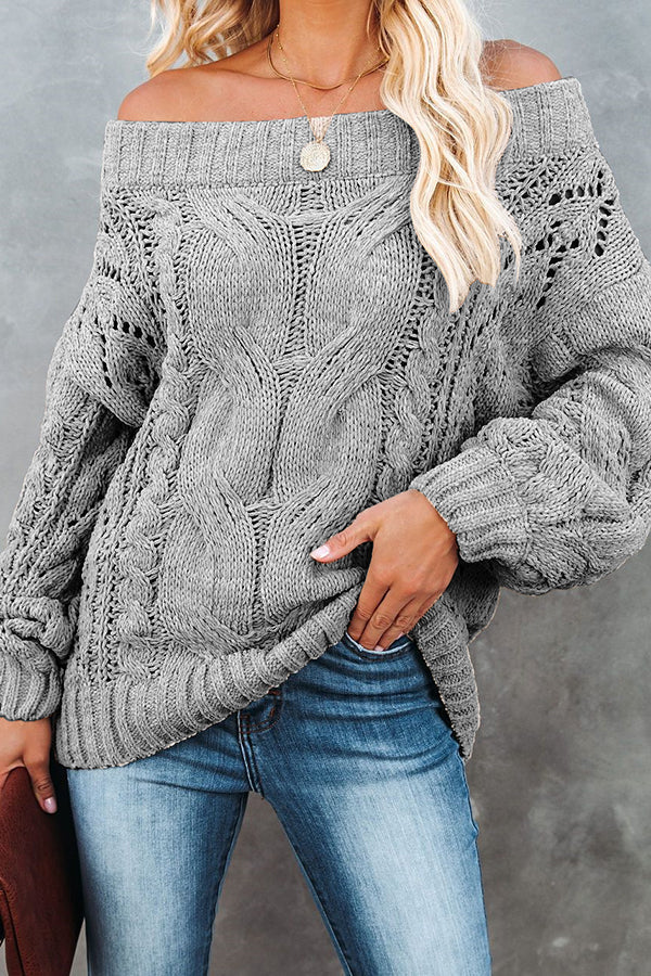 Surprising You Cable Knit Off The Shoulder Sweater