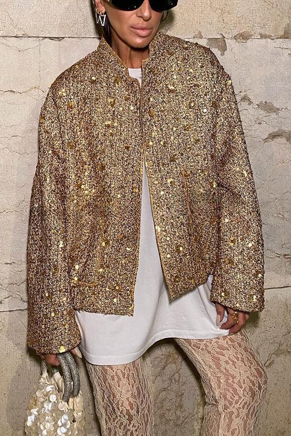 Golden Times Sequin Pocket Relaxed Jacket