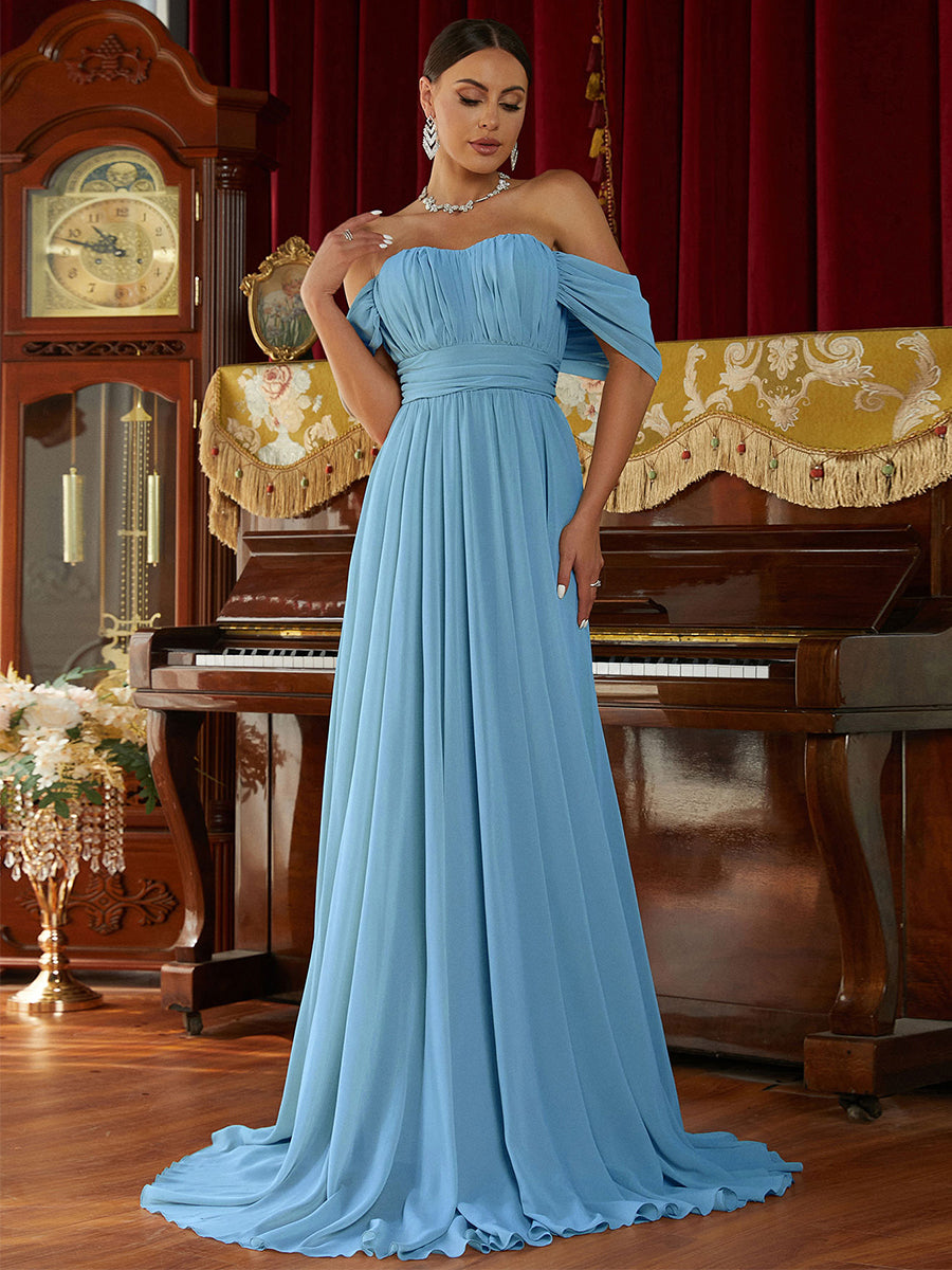 Off Shoulder Ruched Evening Dress RJ10007