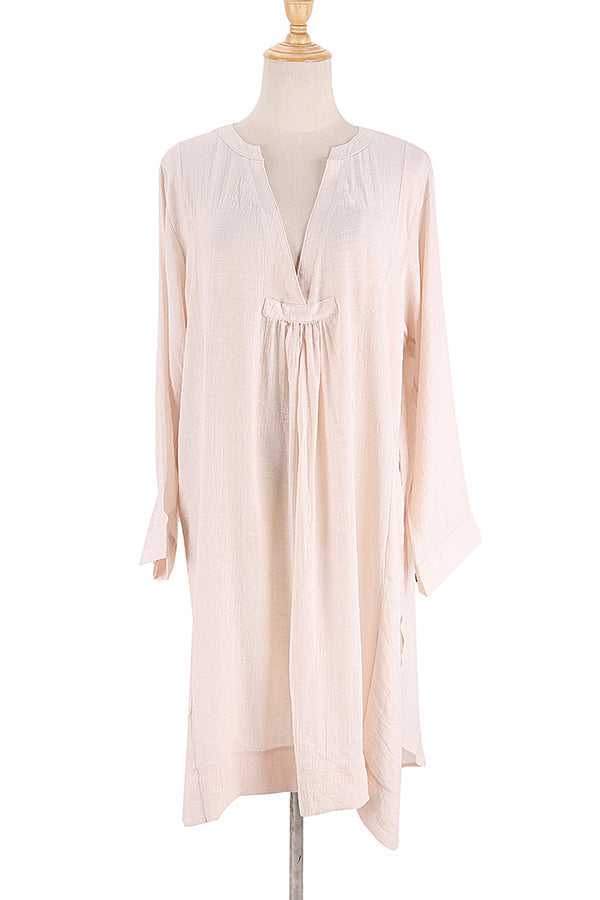 A Perfect Travel Linen Blend Pocketed Cover-up Dress