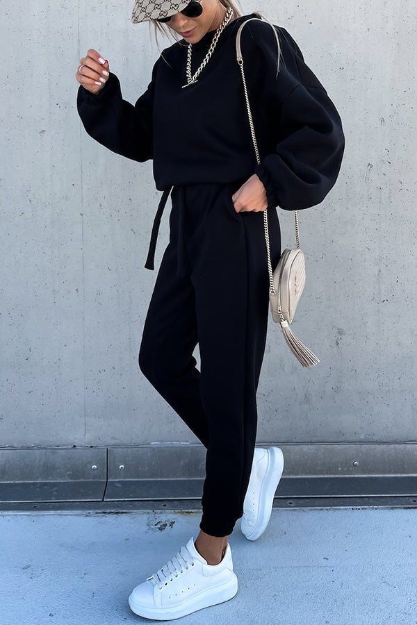 Worth It Sporty Style Solid Color Pants Suit